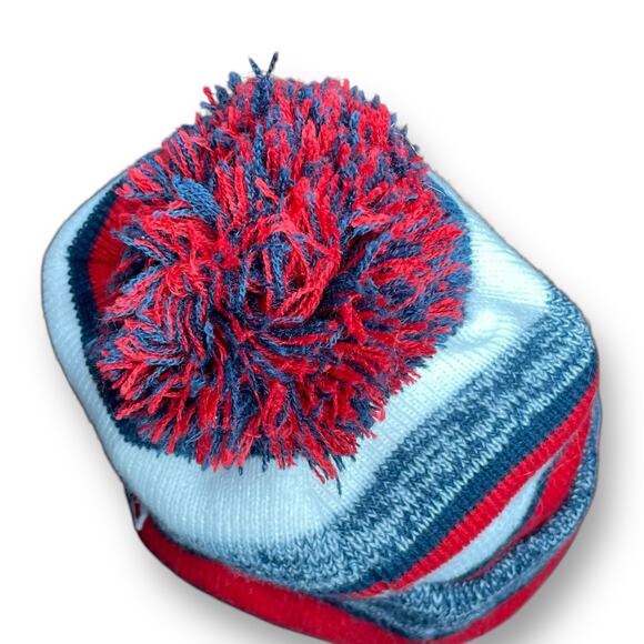 New England Patriots Beanie Pom Knit Hat NFL New Era Sport OS Football Gray Red - Picture 7 of 12